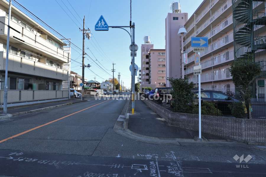 敷地北側の前面道路（西側から）