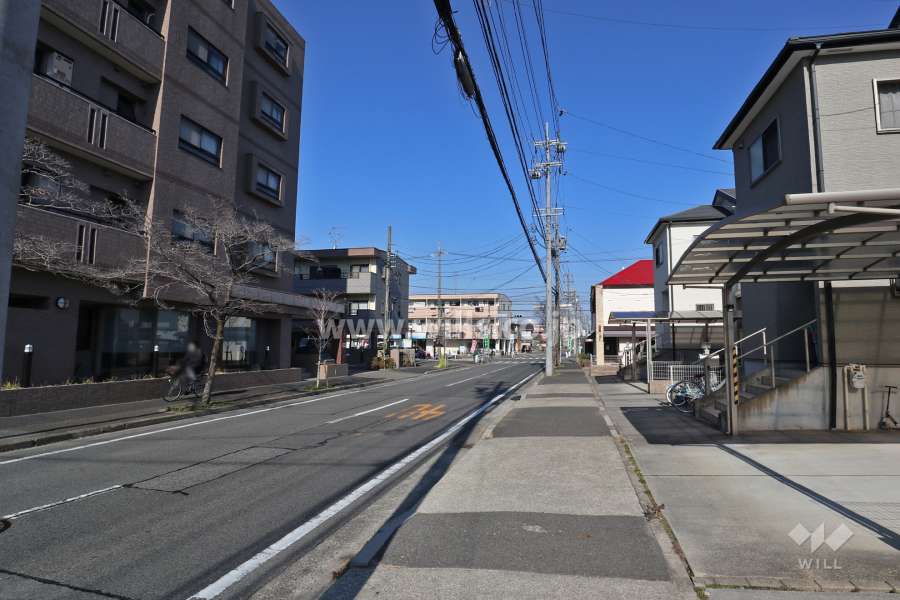 敷地東側の前面道路（南側から）