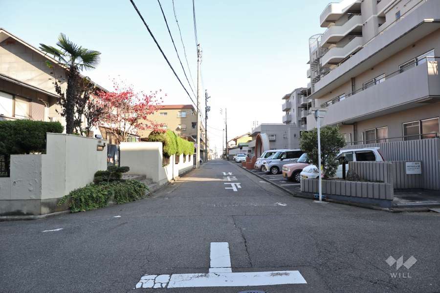敷地北側の前面道路（西側から）