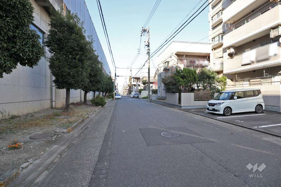 敷地西側の前面道路（南側から）