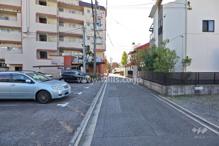 敷地西側の前面道路（北側から）