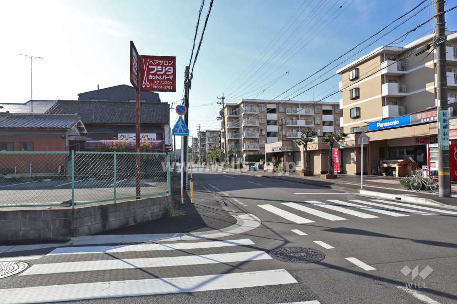 敷地東側の前面道路（北側から）