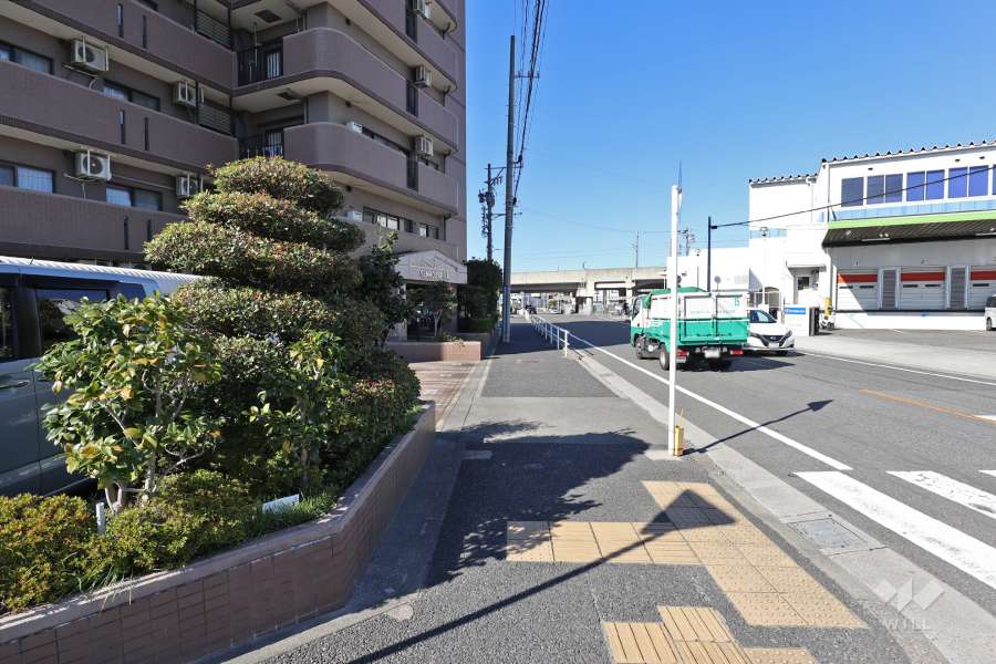 敷地北東側の前面道路（南東側から）