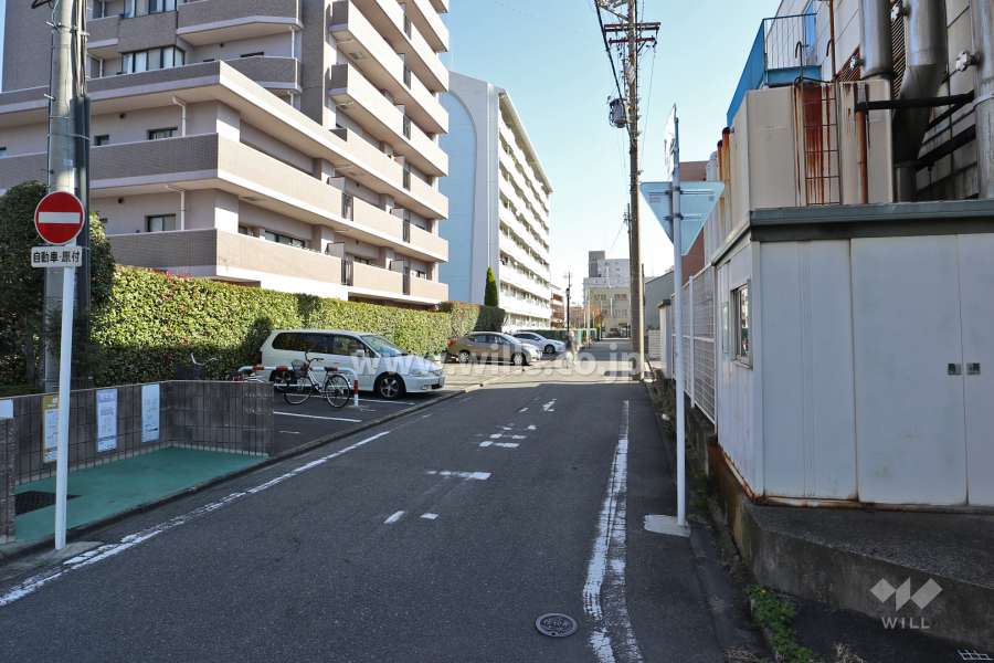 敷地南側の前面道路（西側から）