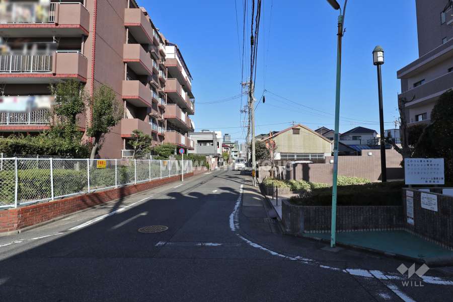 敷地西側の前面道路（南側から）