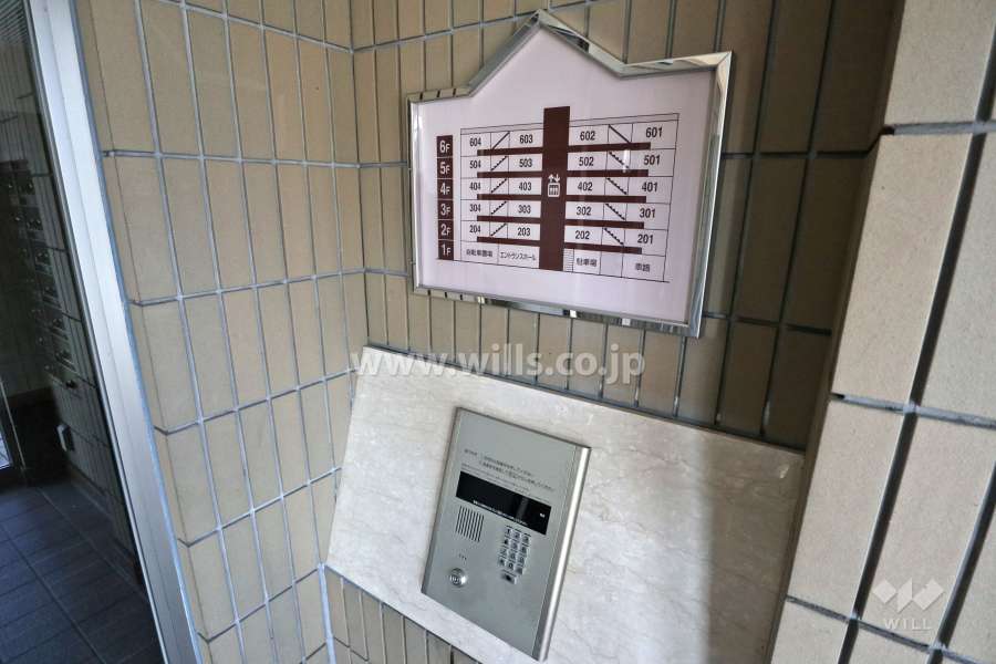 オートロックと案内板