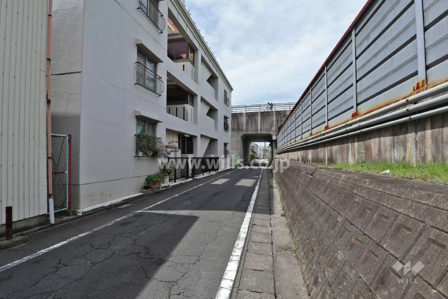 敷地北西側の前面道路（北東側から）