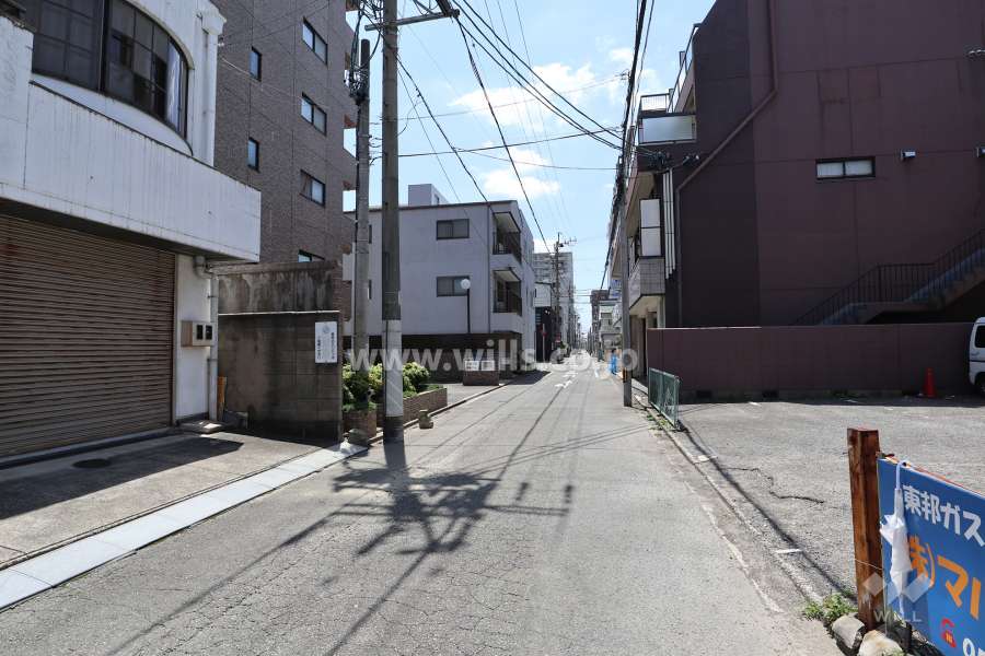 敷地西側の前面道路