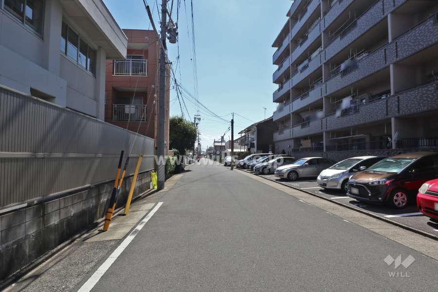 敷地南東側の前面道路（北東側から）
