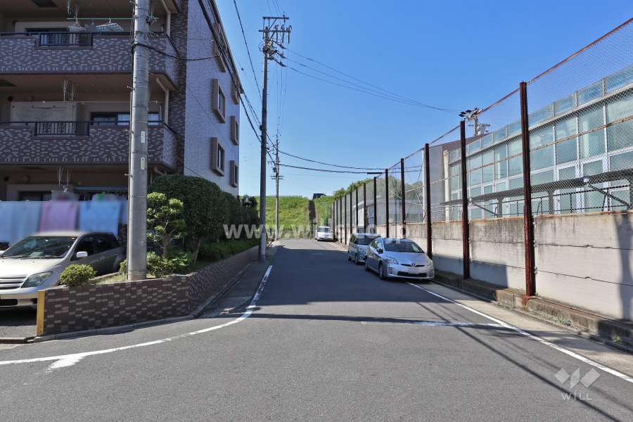 敷地北東側の前面道路（南東側から）