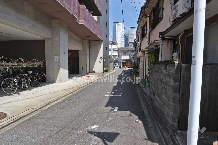 敷地南側の前面道路（西側から）