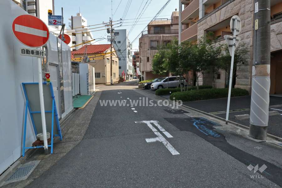 敷地東側の前面道路（北側から）