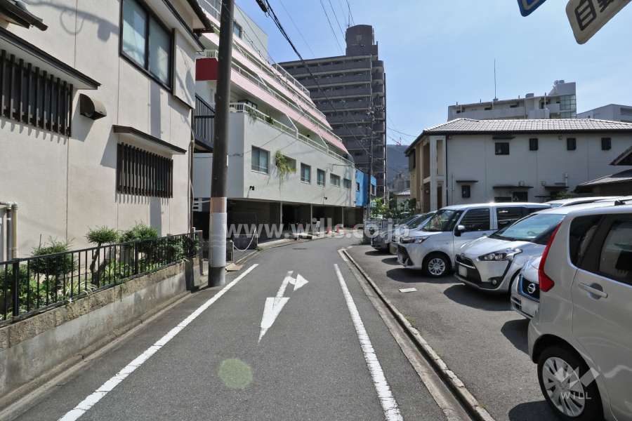 敷地西側の前面道路（北側から）