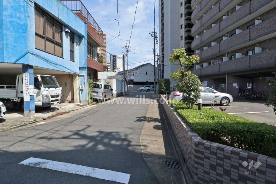 敷地北側の前面道路(西側から)