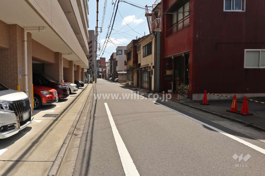 敷地南側の前面道路（西側から）