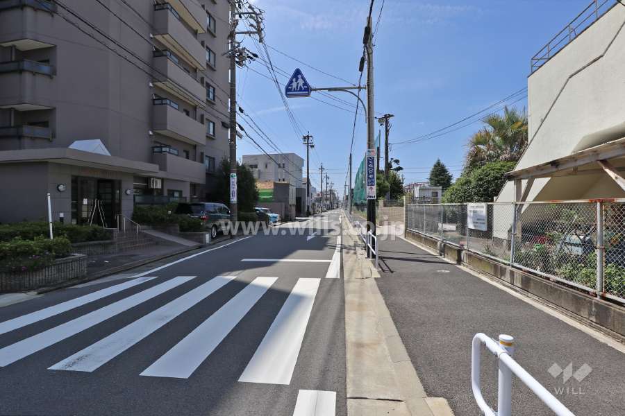 敷地西側の前面道路(北側から)