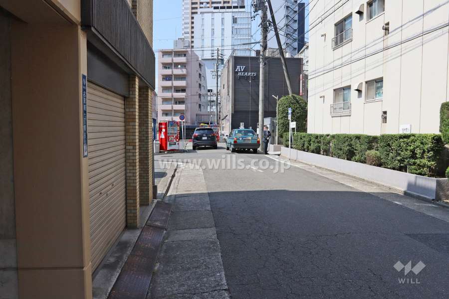敷地西側の前面道路