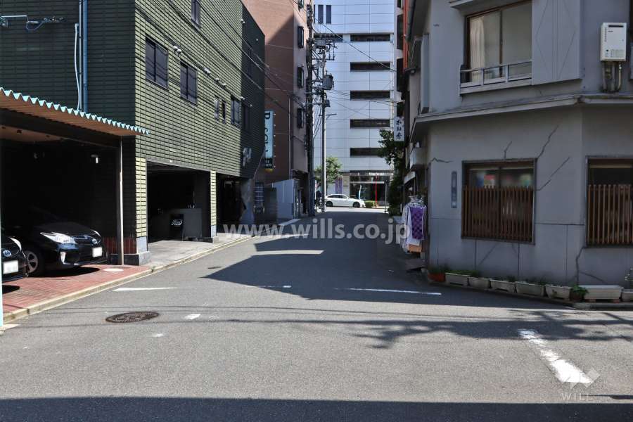 敷地西側の前面道路(北側から)