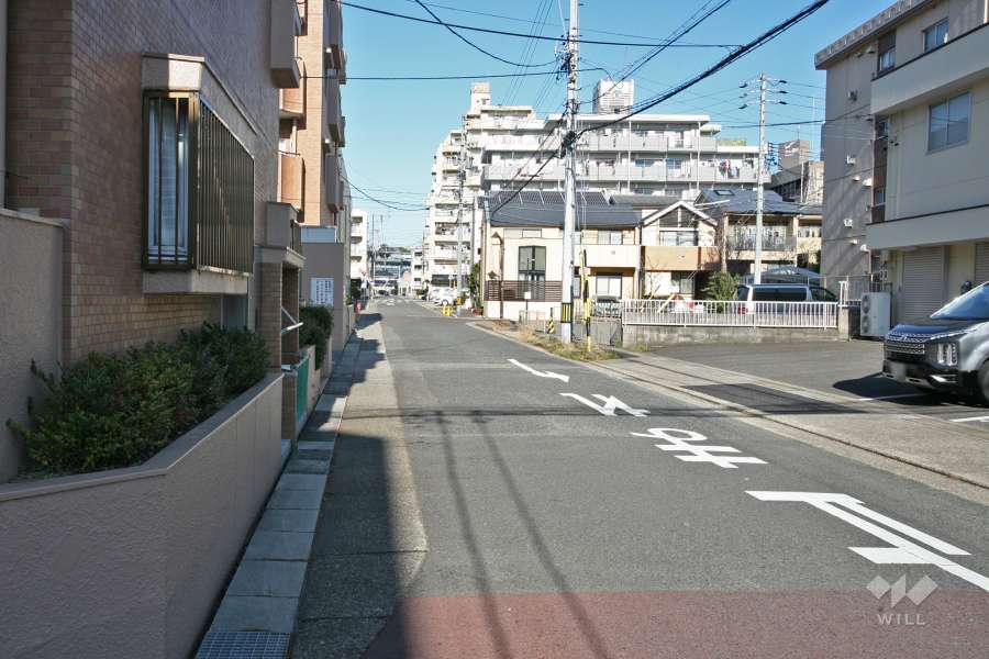 敷地東側の前面道路（南側から）