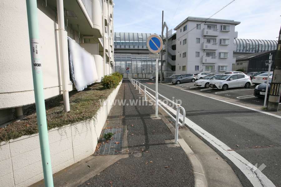 敷地南側の前面道路（南西側から）