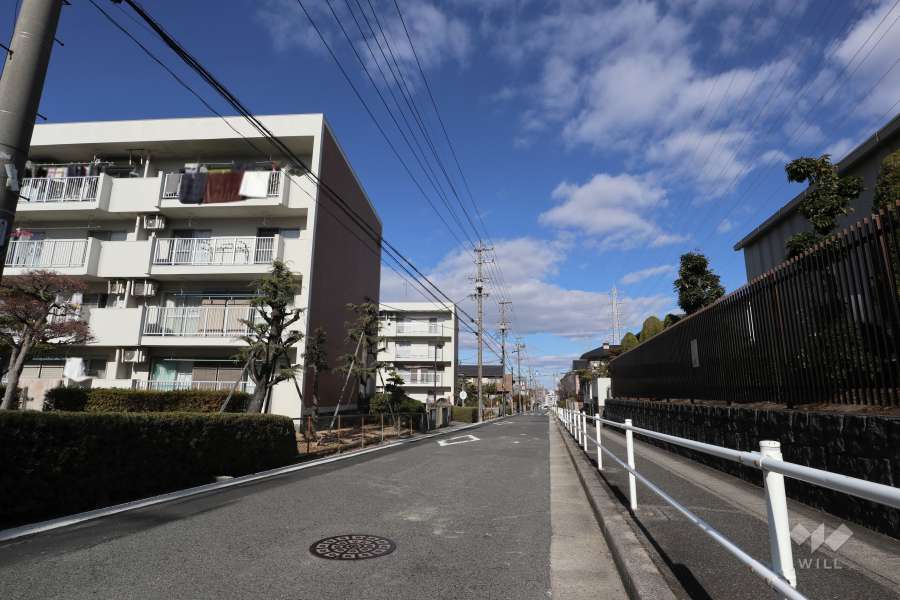 敷地東側の前面道路（南側から）