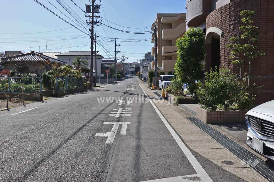 敷地東側の前面道路（北側から）