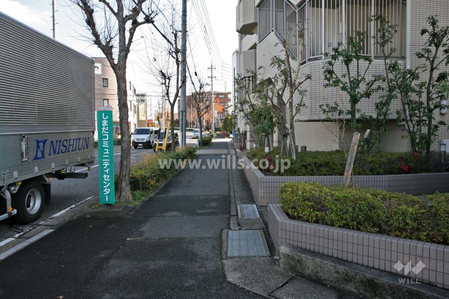 敷地北側の前面道路(西側から)