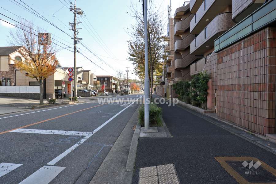 敷地北東側の前面道路（北西側から)