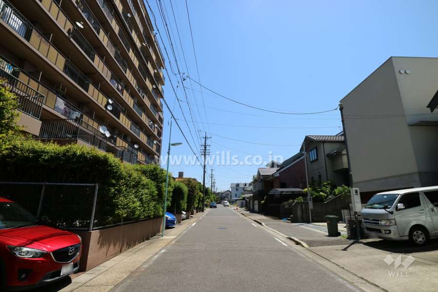 敷地南側の前面道路（西側から）