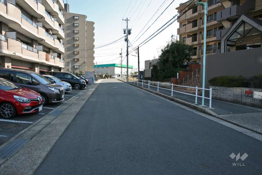 敷地北東側の前面道路（北西側から）