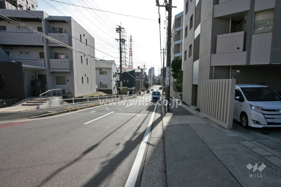 敷地東側の前面道路(北側から)