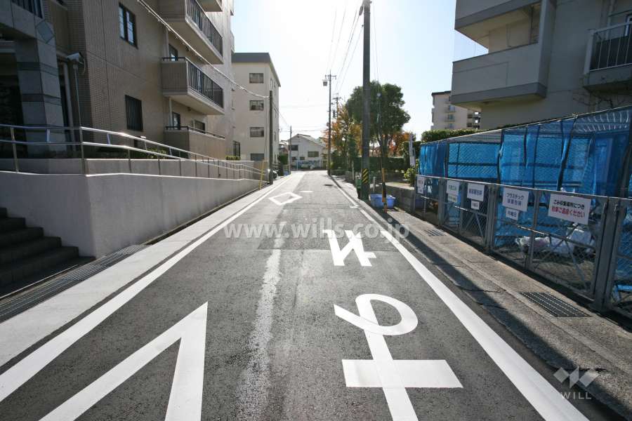 敷地南東側の前面道路（北東側から）