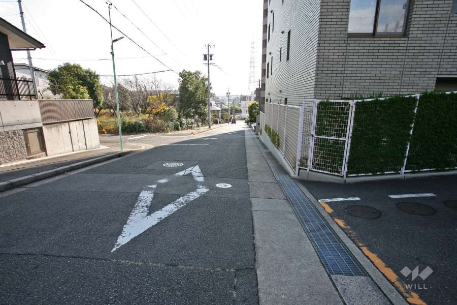 敷地東側の前面道路（北側から）
