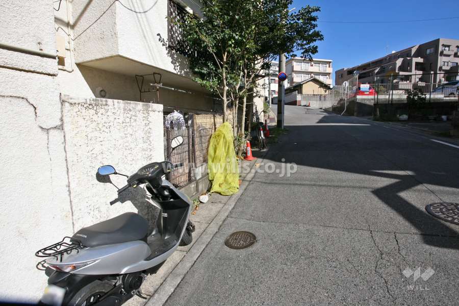 敷地南側の前面道路(西側から)