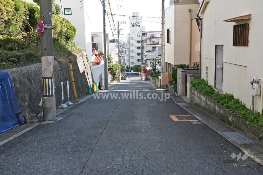 敷地南西側の前面道路(北西側から)