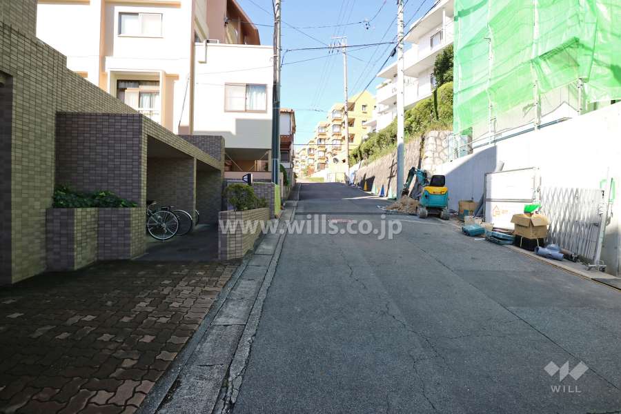 敷地の北東側前面道路（北西側から）
