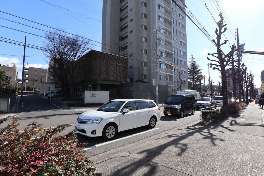 敷地西南側の前面道路（北西側から）
