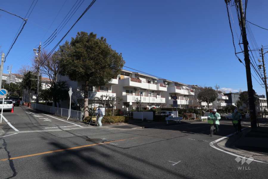 敷地南東側の前面道路（南西側から）