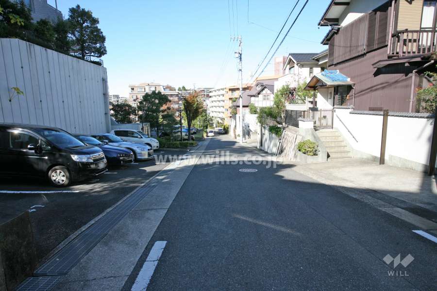 敷地北東側の前面道路（南東側から）