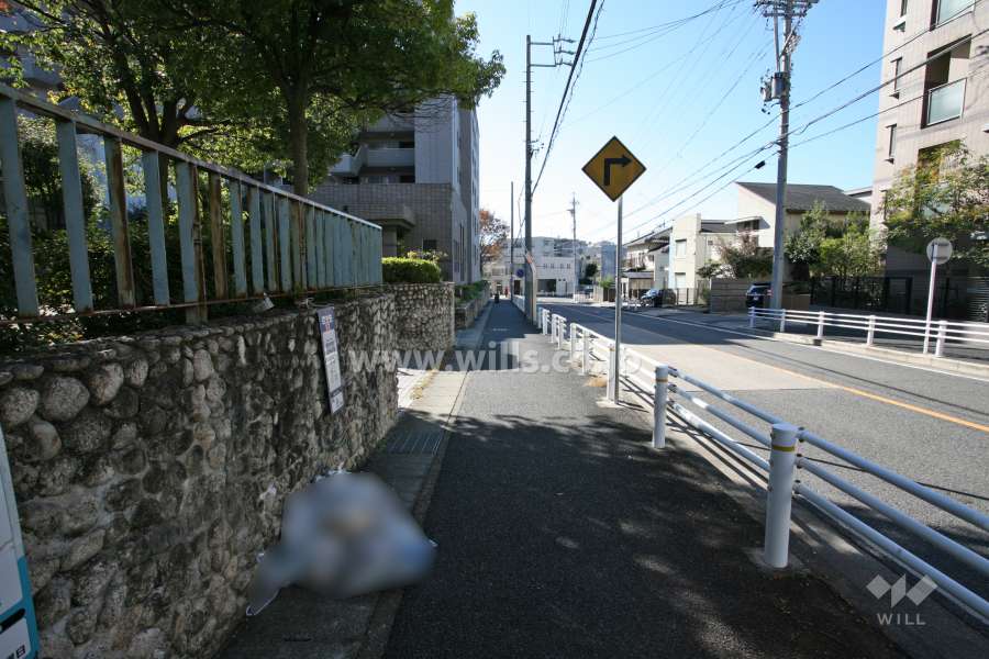 敷地北西側の前面道路（北東側から）