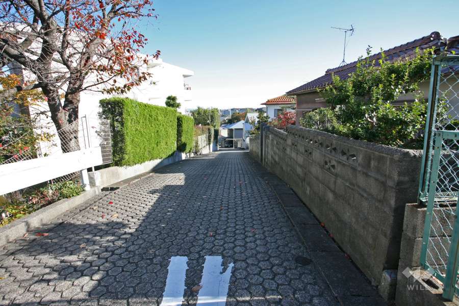 敷地南側の前面道路（北西側から）