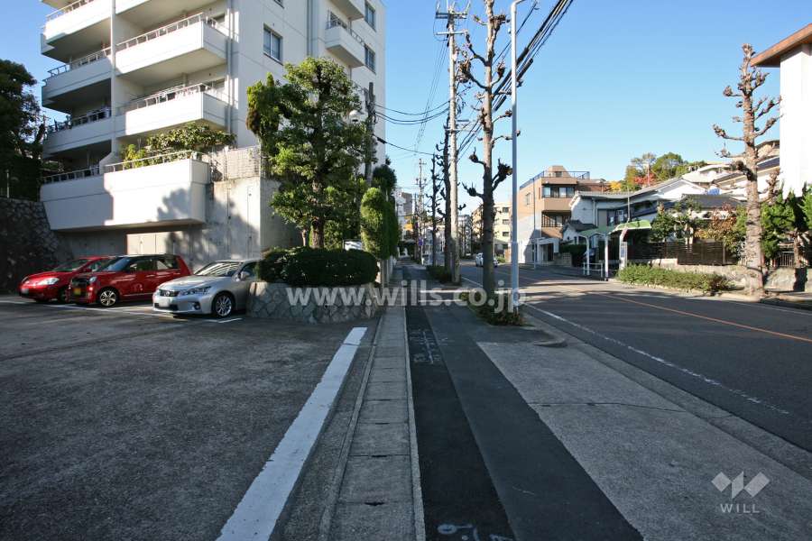 敷地東側の前面道路（南東側から）