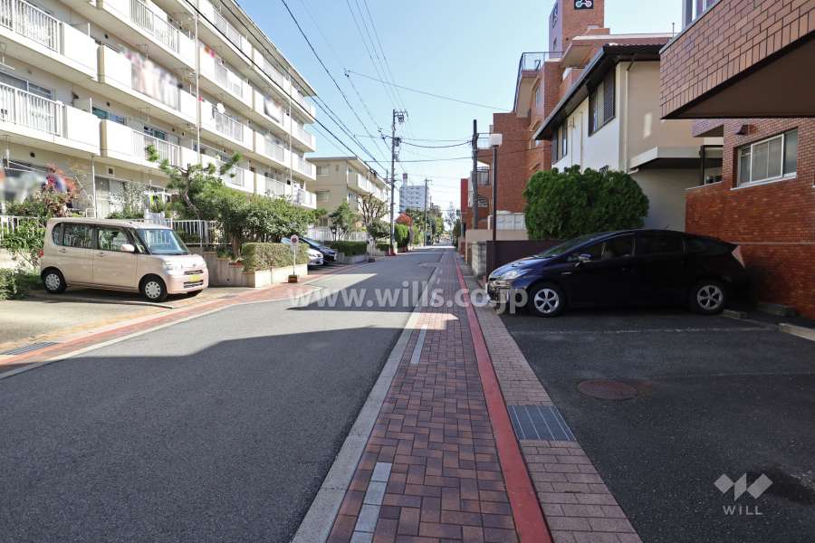 敷地北東側の前面道路（北西側から)