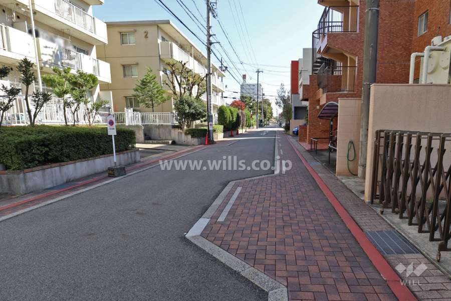敷地北東側の前面道路（北西側から)