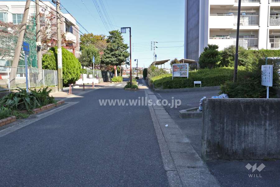 敷地北西側の前面道路（南西側から)