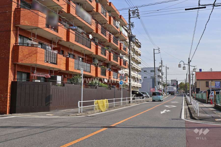 敷地南側の前面道路（西側から）