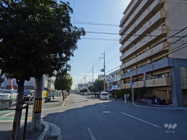 敷地東側の前面道路（北側から）