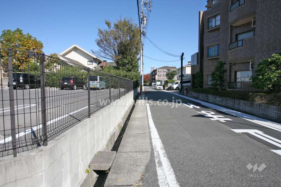 敷地北西側の前面道路（南西側から）