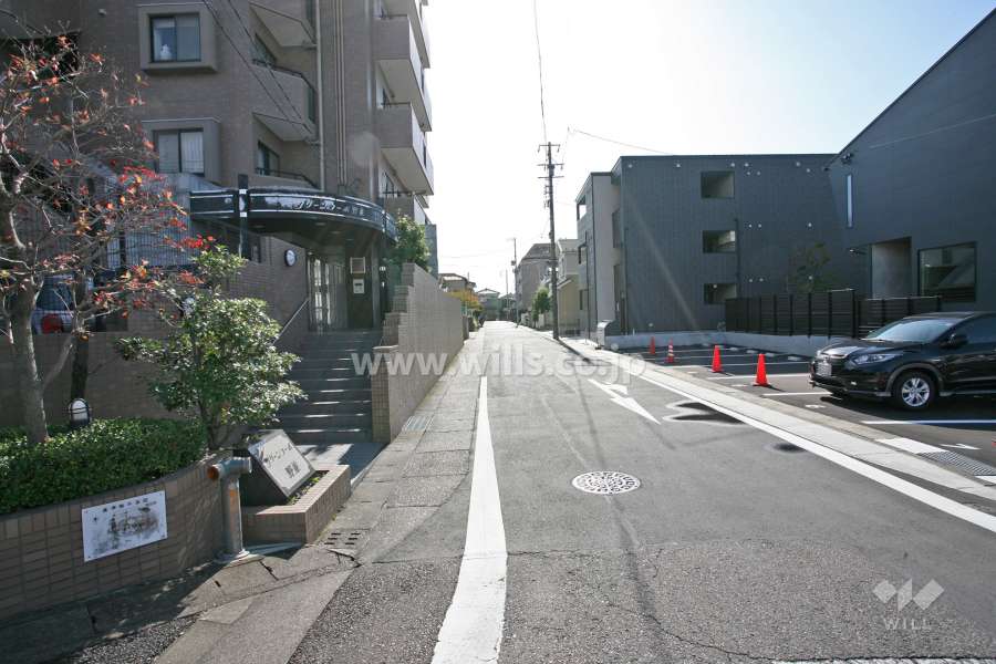 敷地西側の前面道路