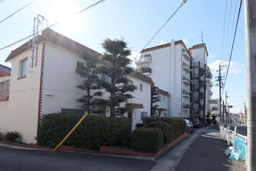 弥生ケ岡マンションの外観（北東側から）